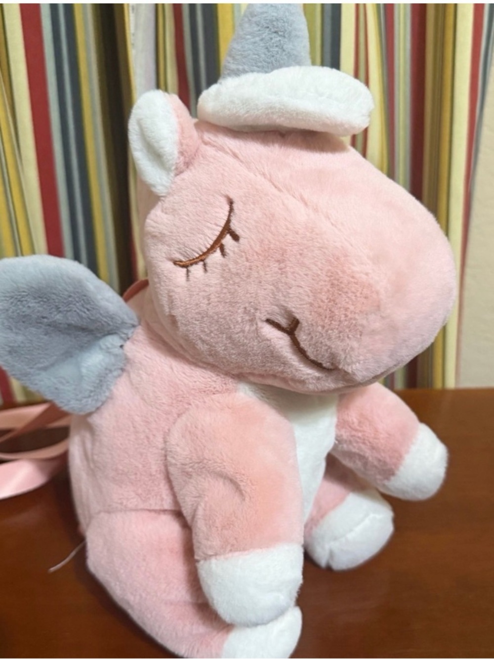 Pink Plush Unicorn Pegasus Backpack - Soft Pastel Plush.